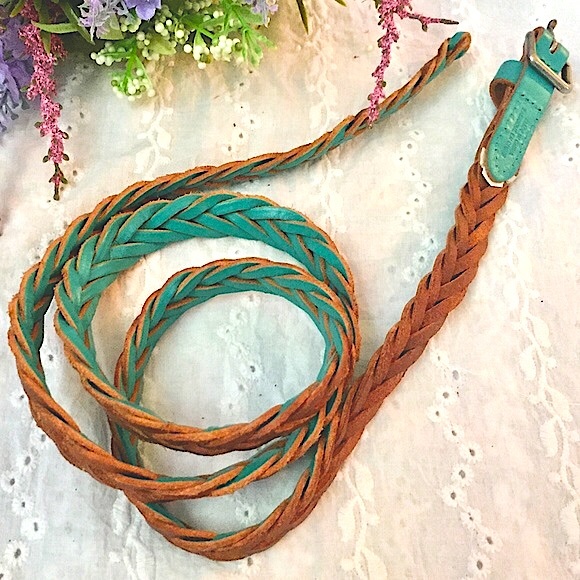 🦅 AE Turquoise Braided Leather Belt (S/M - Picture 5 of 8